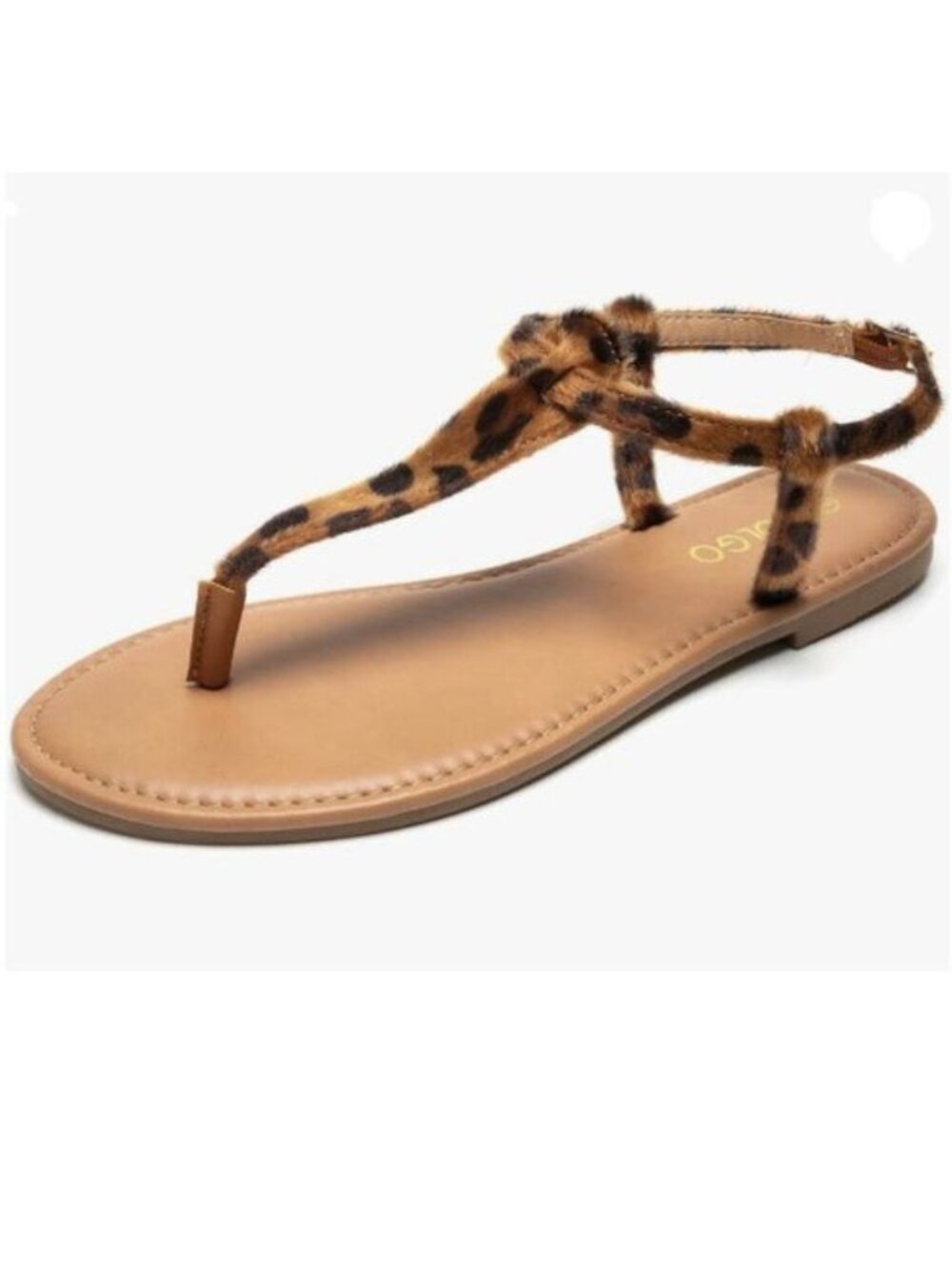 Colgo Thong Flat Sandals, Casual T Strap Dress Sandals,Leopard